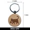 Yule Cat Taking Child Christmas Engraved Wood Round Keychain Tag Charm